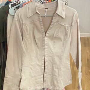 Free People Beige Button-Down Shirt